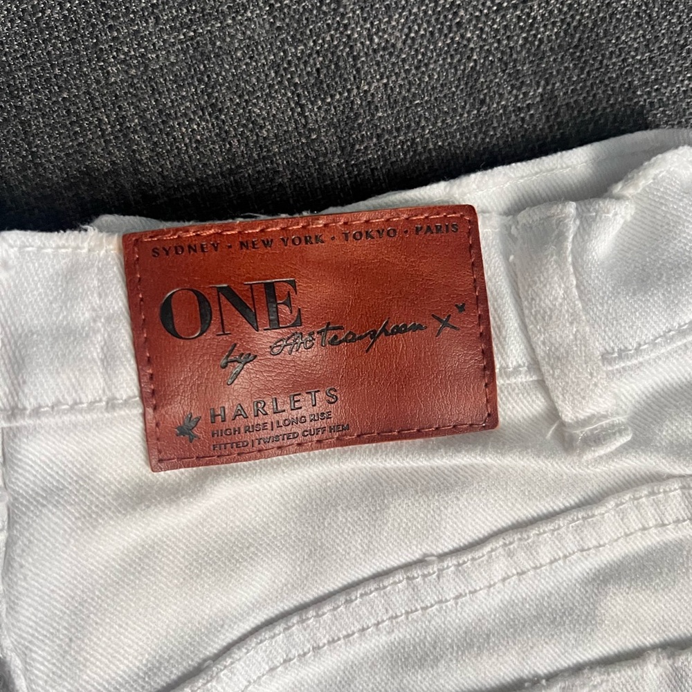 One Teaspoon Harlet White Distressed Jean Shorts
